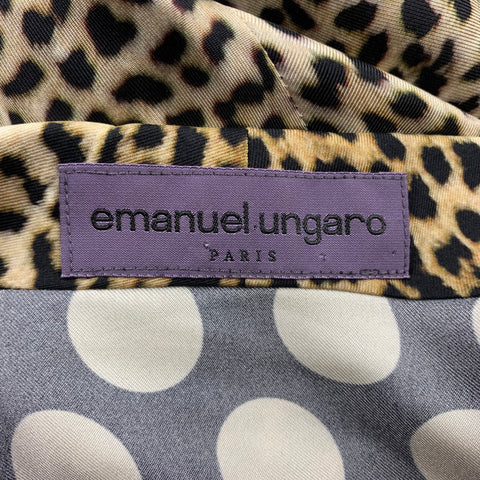 EMANUEL UNGARO Taille 6 Blouse boutonnée en soie imprimé animal beige