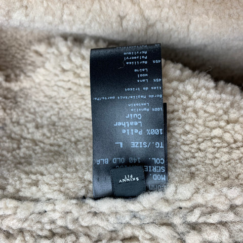 NEIL BARRETT Chaqueta con cremallera de piel de cordero texturizada negra talla L