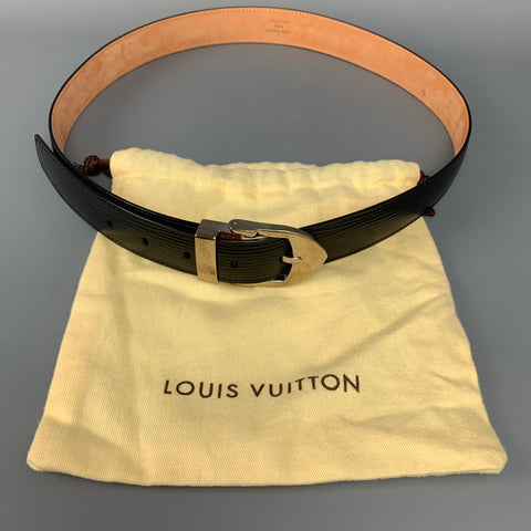 LOUIS VUITTON Size 36 Black Epi Leather Belt
