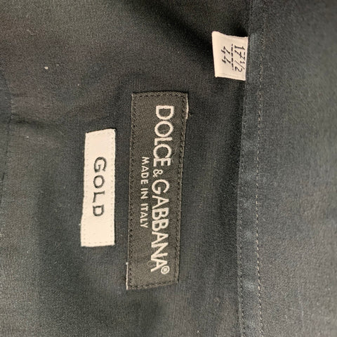 DOLCE & GABBANA Gold Size L Black Cotton Long Sleeve Shirt