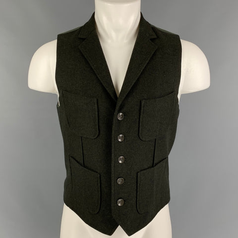 RAG & BONE Size 40 Hunter Green Herringbone Wool Nylon Vest