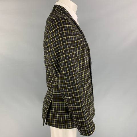 PAUL SMITH Kensington Fit Size 40 Black Window Pane Wool Notch Lapel Sport Coat