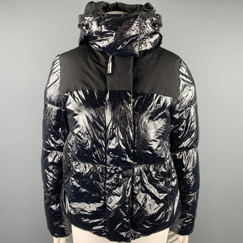 CALVIN KLEIN Chaqueta con capucha de nailon acolchada azul marino talla L