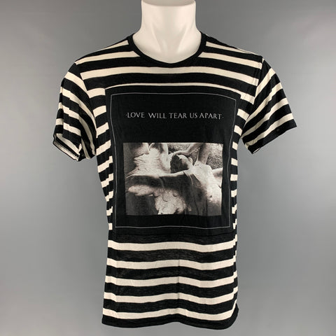 R13 Size S Black White Stripe Cotton / Cashmere Short Sleeve T-shirt