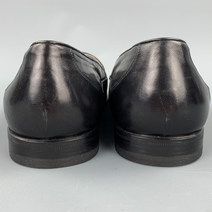 BALLY Size 8 Black Leather Eyelash Fringe Loafers