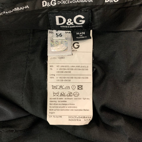 D&G by DOLCE & GABBANA Size 46 Black Window Pane Wool Viscose Blend Suit