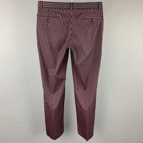 BILLTORNADE Size 32 Black & Pink Stripe Cotton Blend Zip Fly Dress Pants