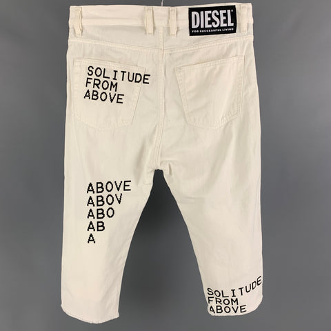 DIESEL Size 29 White Black Cotton Cropped High Waisted Jeans