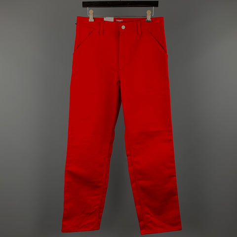 CARHARTT Size 30 Red Solid Cotton Zip Fly Casual Pants
