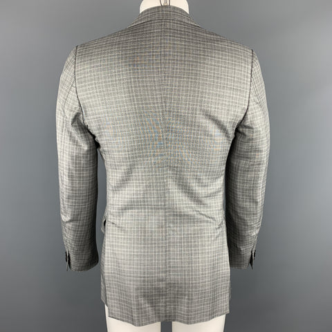 PRADA Size 38 Regular Plaid Grey Wool / Silk Notch Lapel Sport Coat