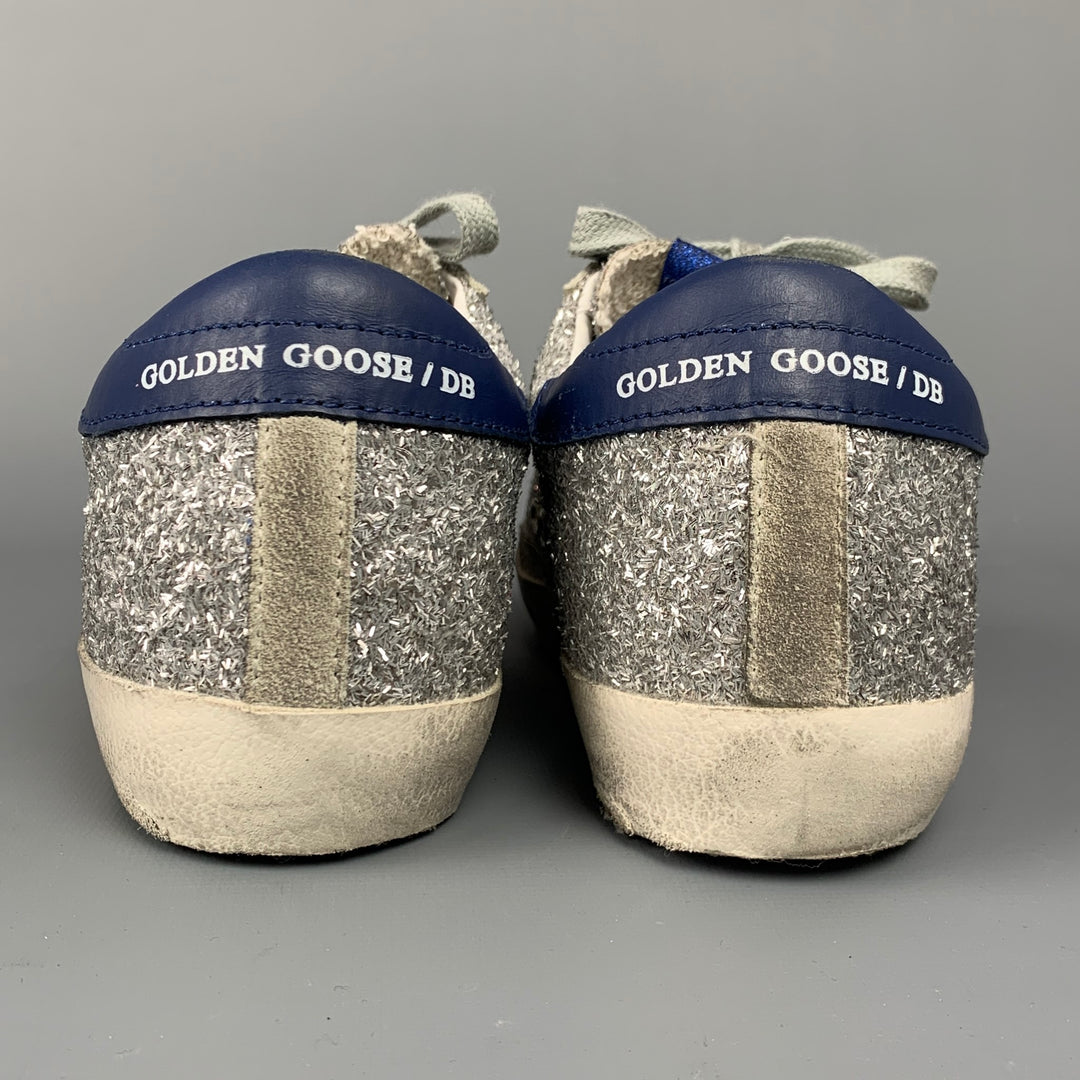 GOLDEN GOOSE 2019 Superstar Talla 8 Zapatillas bajas con purpurina plateada y azul