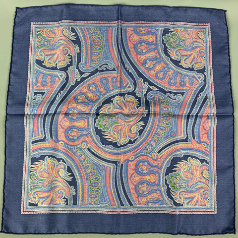 POLO by RALPH LAUREN Blue Red Paisley Silk Pocket Square