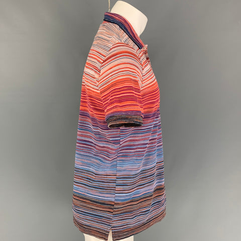 MISSONI Size M Multi-Color Stripe Short Sleeve Polo