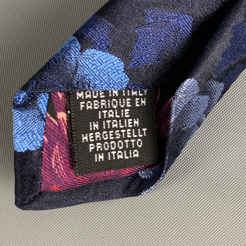 PAUL SMITH Navy Light Blue Floral Silk Tie