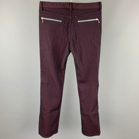 JUNYA WATANABE Size S Red & Black Textured Wool Zip Fly Casual Pants