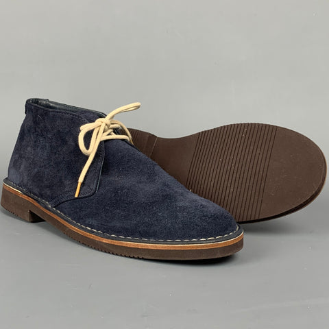 BRUNELLO CUCINELLI Antilope Size 8 Navy Suede Ankle Boots