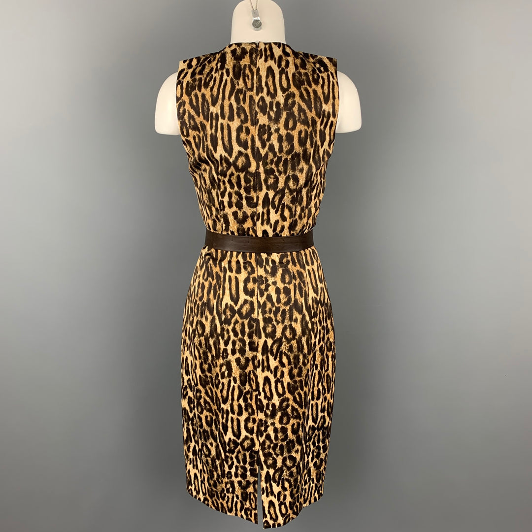 MICHAEL KORS Size 6 Brown Leopard Print Rayon Shift Dress