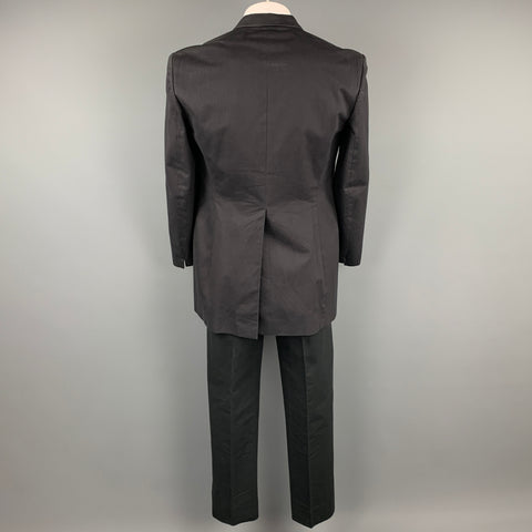 ALEXANDER MCQUEEN Size 42 Black Cotton Notch Lapel Suit