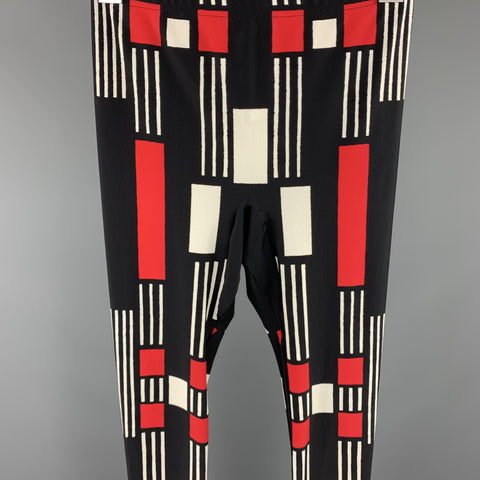 ALEXANDER MCQUEEN Size L Black & Red Polyamide / Eastane Leggings