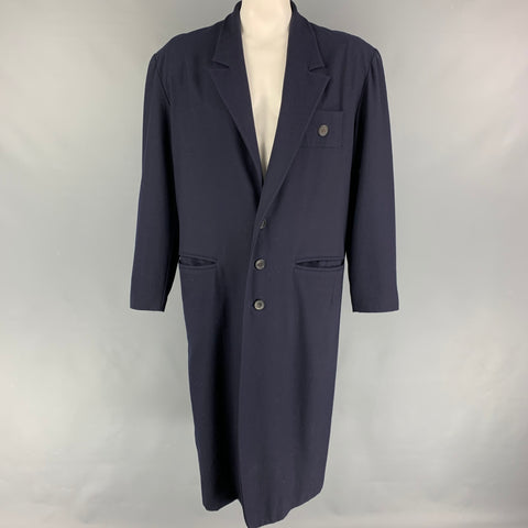 YOHJI YAMAMOTO Size S Navy Wool Oversized Coat