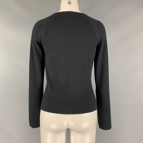 CHANEL Size 8 Black Cashmere Silk Scoop Neck Cardigan
