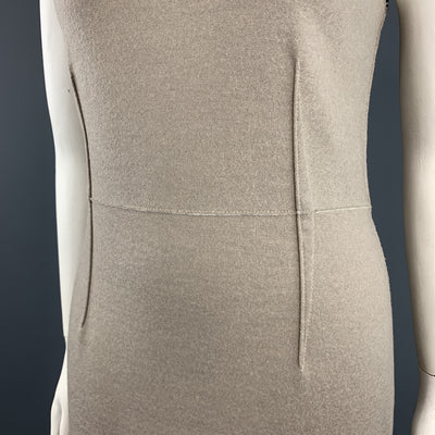THE ROW Size L Taupe Virgin Wool Blend Knit Sleeveless Sheath Sweater Dress