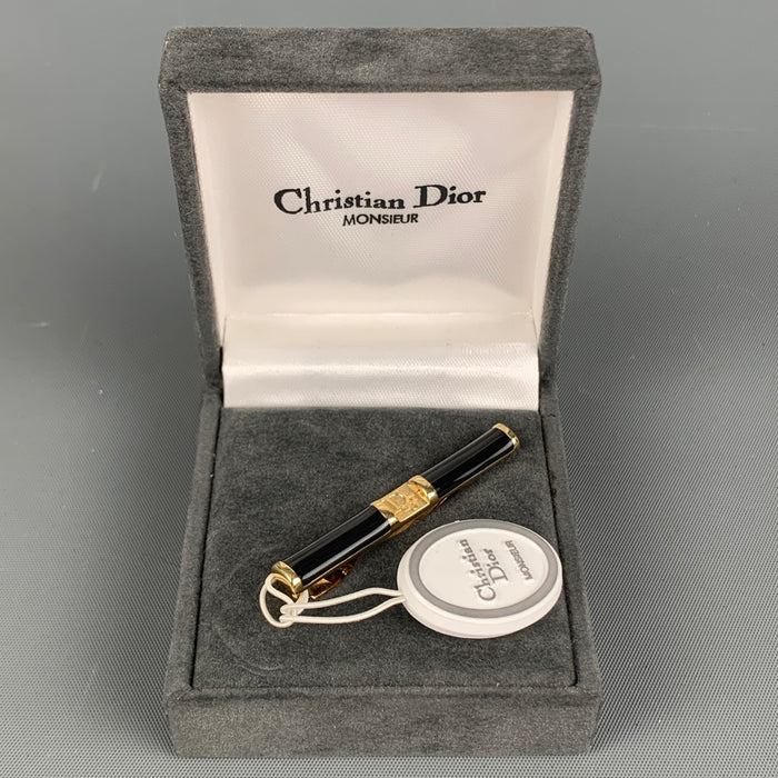 Pince à cravate en métal monogramme CHRISTIAN DIOR or noir