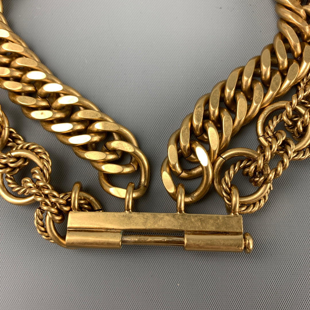 VINTAGE Gold Tone Metal Layered Chain Bracelet