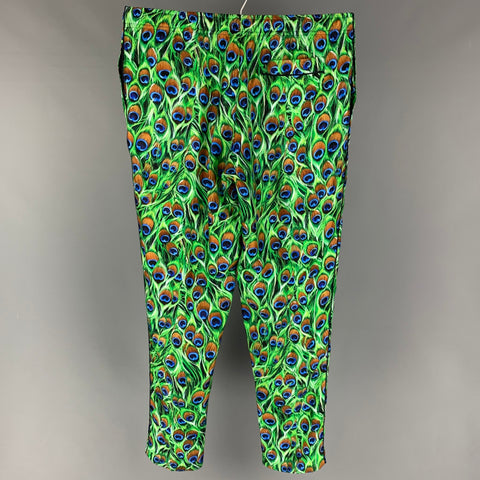 DOLCE & GABBANA Size 34 Green Black Blue Print Silk Casual Pants