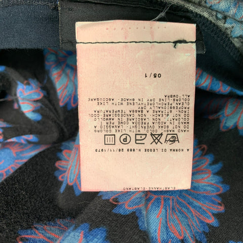 VERSACE JEANS COUTURE Size L Black Blue Floral Cotton Short Sleeve T-shirt