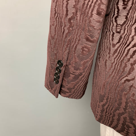 DOLCE & GABBANA Size 44 Regular Burgundy Jacquard Cotton / Silk Sport Coat