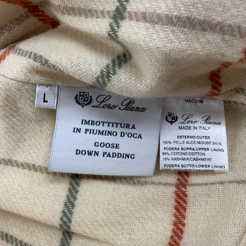 LORO PIANA Size L Olive Quilted Leather Zip Up Vest