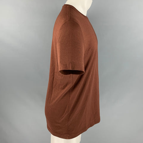 THEORY Size M Brown Silk Cotton Jersey T-shirt