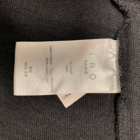 IRO Slowip Size S Black Solid Linen Crew-Neck T-shirt