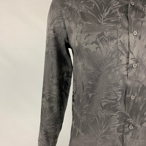 RtA Size M Black Jacquard Acetate Blend Button Up Long Sleeve Shirt