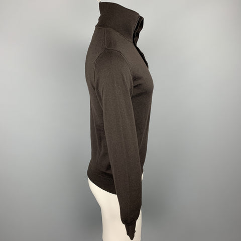 J. LINDEBERG Size S Brown Merino Wool High Collar Pullover
