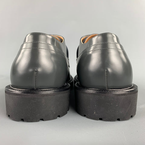 DRIES VAN NOTEN Size 12 Grey Leather Lace Up & Belt Shoes