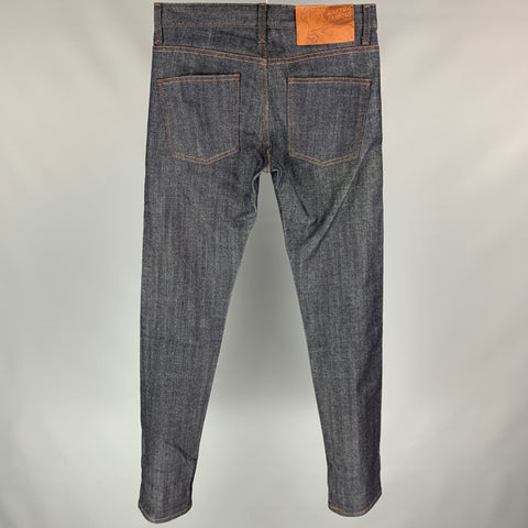 NAKED AND FAMOUS Super Skinny Guy Size 30 Dark Blue Cotton Straight Jeans