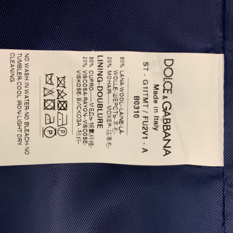 DOLCE & GABBANA Size 46 Blue Solid Wool &  Mohair Buttoned Vest