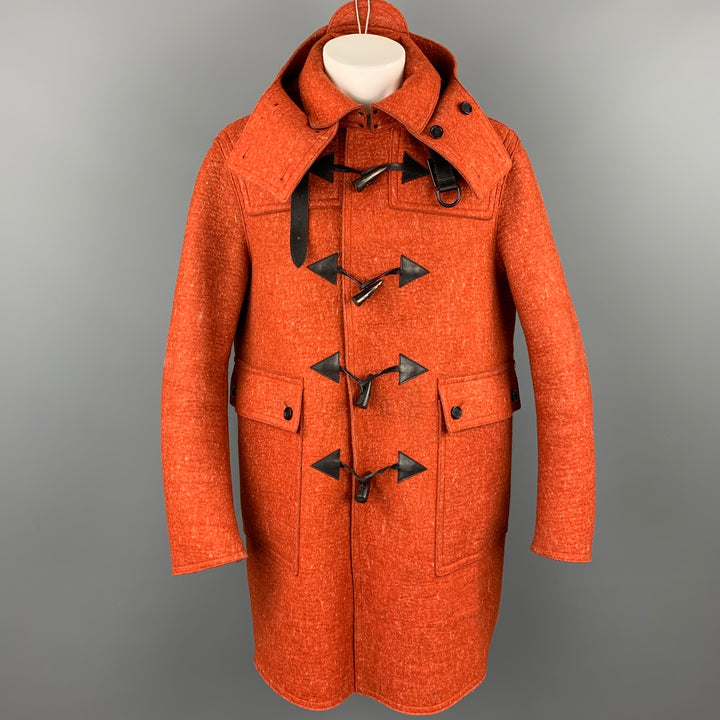 BURBERRY PRORSUM F/W 2011 Size 40 Orange Heather Wool Toggle Closure Coat