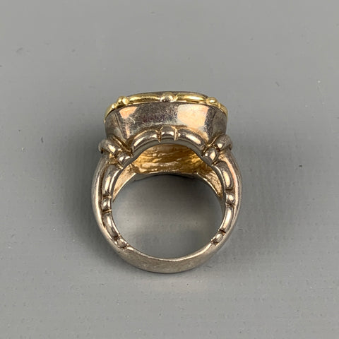 Bague VINTAGE en or et argent sterling avec pierre jaune
