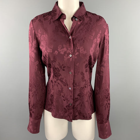 DOLCE &amp; GABBANA Taille 6 Blouse florale jacquard bordeaux