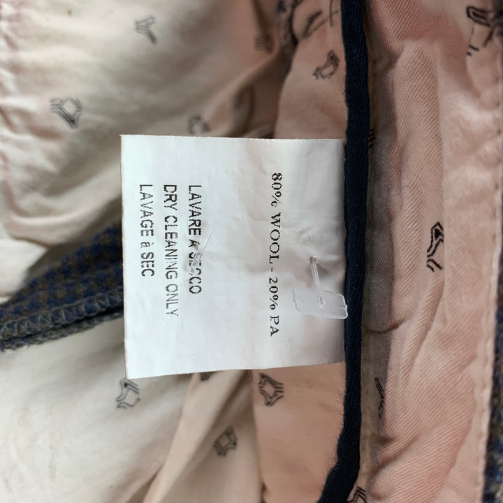 BSBEE Taille 34 Pantalon habillé en laine / polyester pied-de-poule gris et bleu marine avec braguette zippée