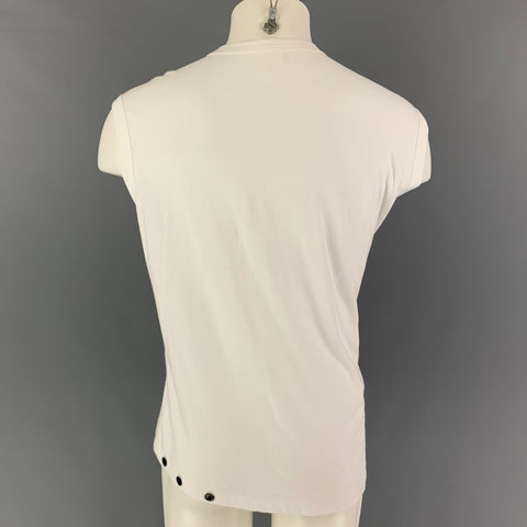 Y's by YOHJI YAMAMOTO Taille M Blanc Noir Color Block Coton Ras du Cou Débardeur