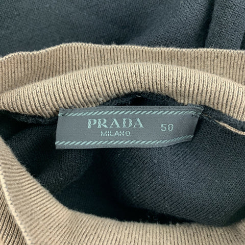 PRADA Talla M Jersey de cuello alto con bloques de color negro y marrón