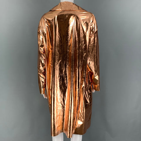 HARRIS WHARF LONDON Size 6 Copper Viscose Blend Metallic Open Front Coat