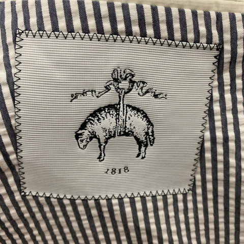 BLACK FLEECE Size 38 White Grey Seersucker Cotton Notch Lapel Sport Coat