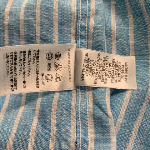 FRANK & EILEEN Size S Blue & White Stripe Linen Button Up Long Sleeve Shirt
