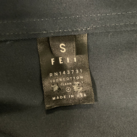 FEIT Taille S Chemise à manches longues en coton uni bleu marine avec une poche