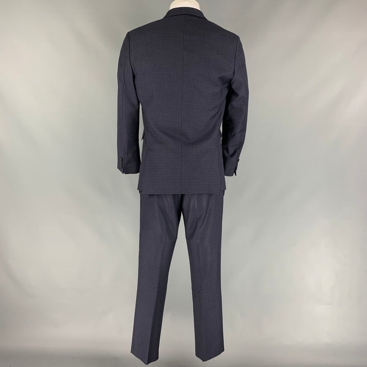 PAUL SMITH Size 40 Regular Navy & Black Checkered Wool Notch Lapel Suit